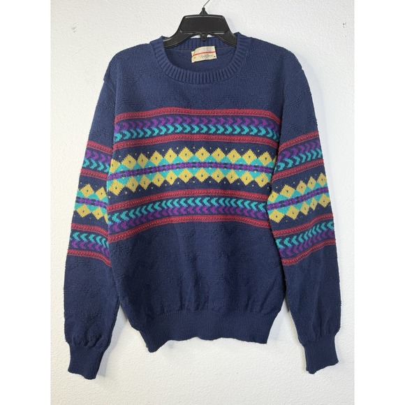 Reed St JAmes Other - 90's Loafers by Reed St.‎ James Sweater Mens Med Blue w/ Argyle Pattern Grandpa